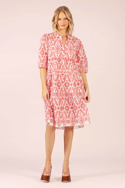 Marilyn Midi Lace Dress Red