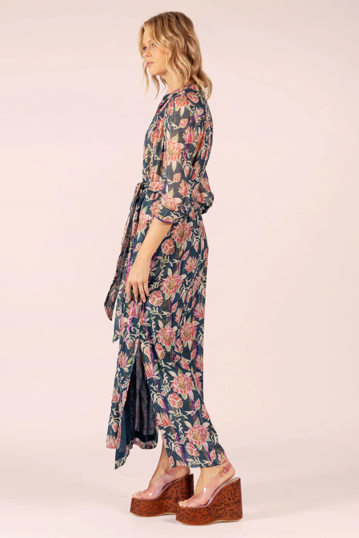 Mary Maxi Lurex Dress Saint Teal Coral