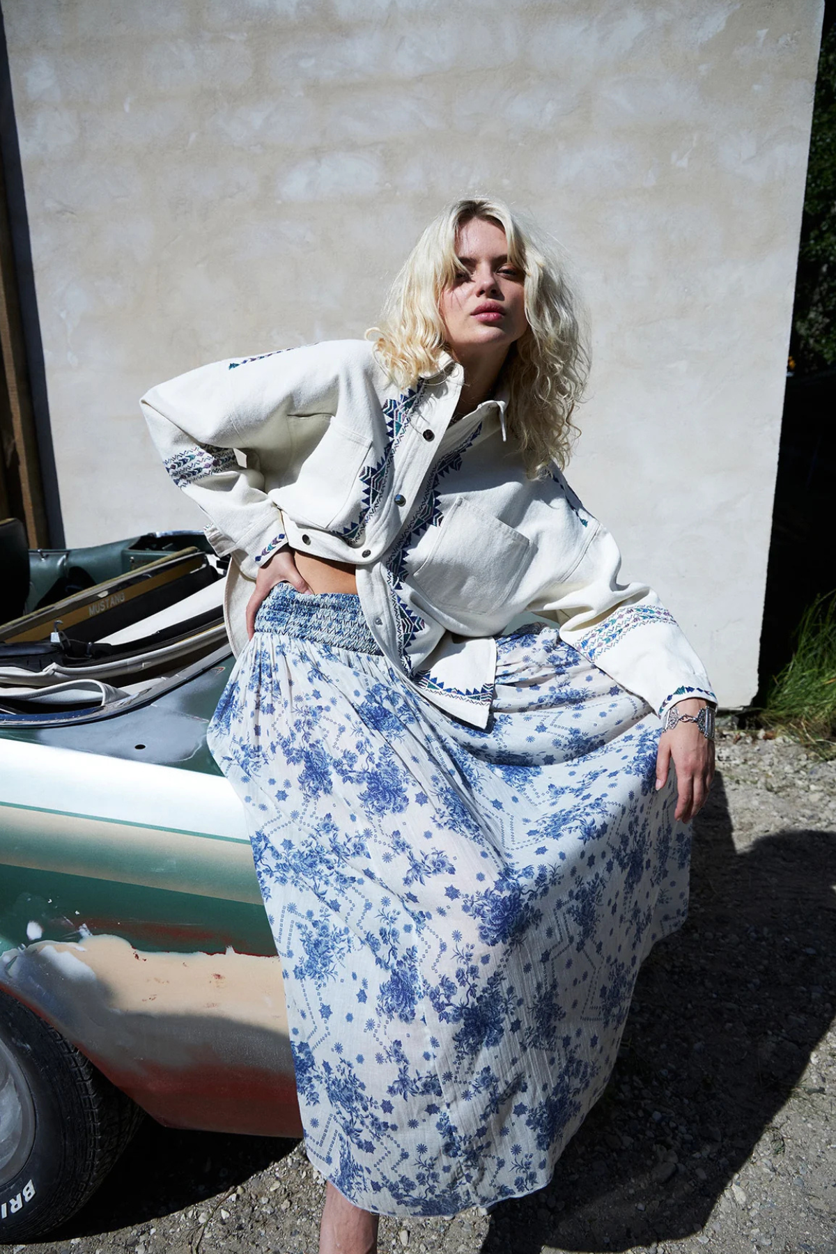 Myra Maxi Skirt Blue Floral