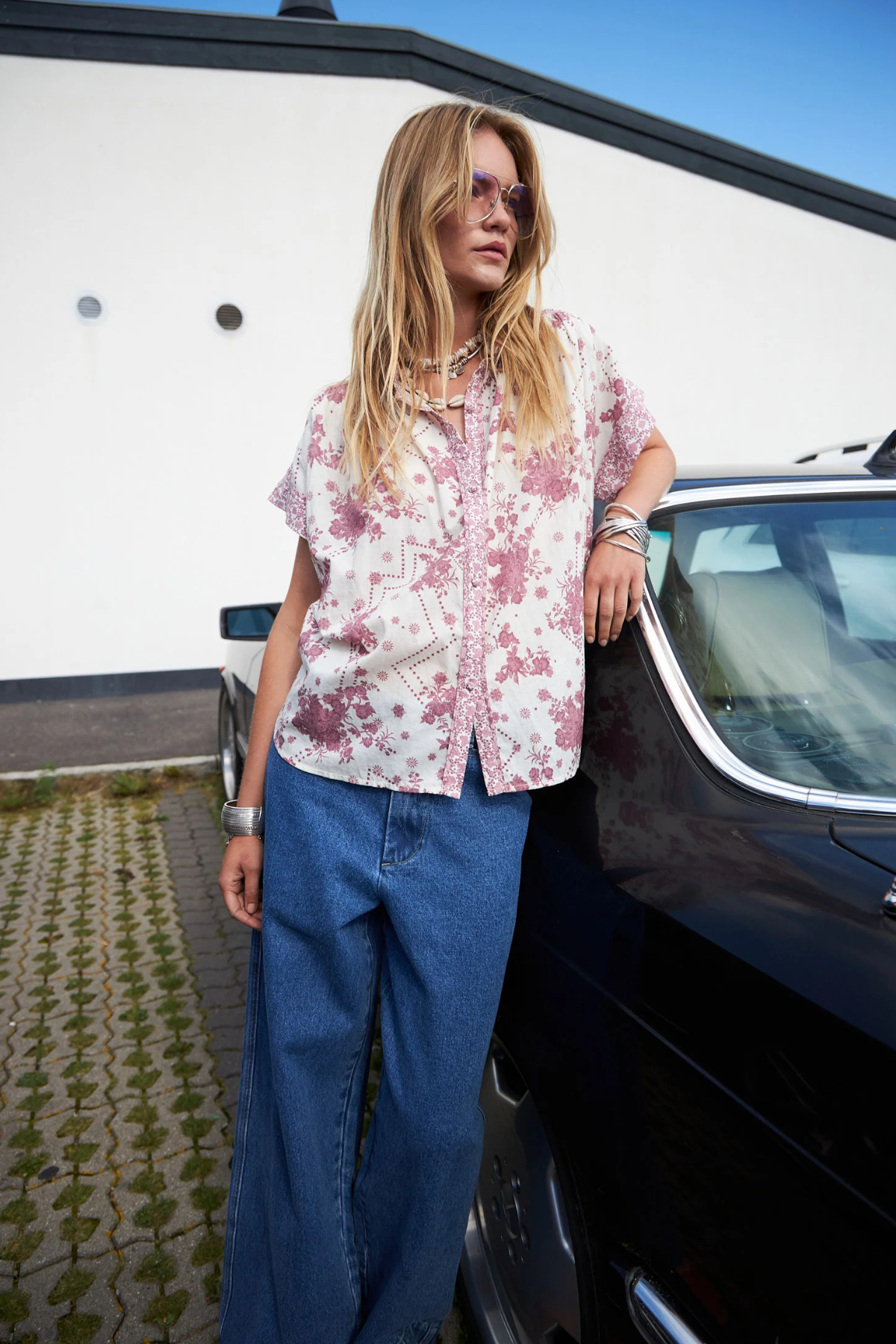 Badal Blouse Pink Floral