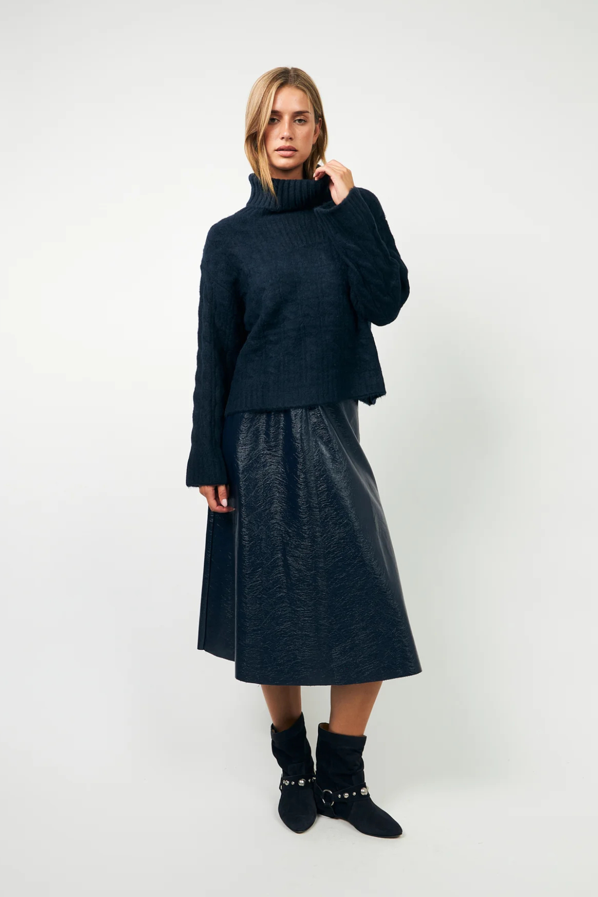 Ro Midi Skirt Dark Blue