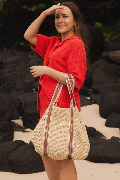 Bali Beach Bag Natural Tan Raffia