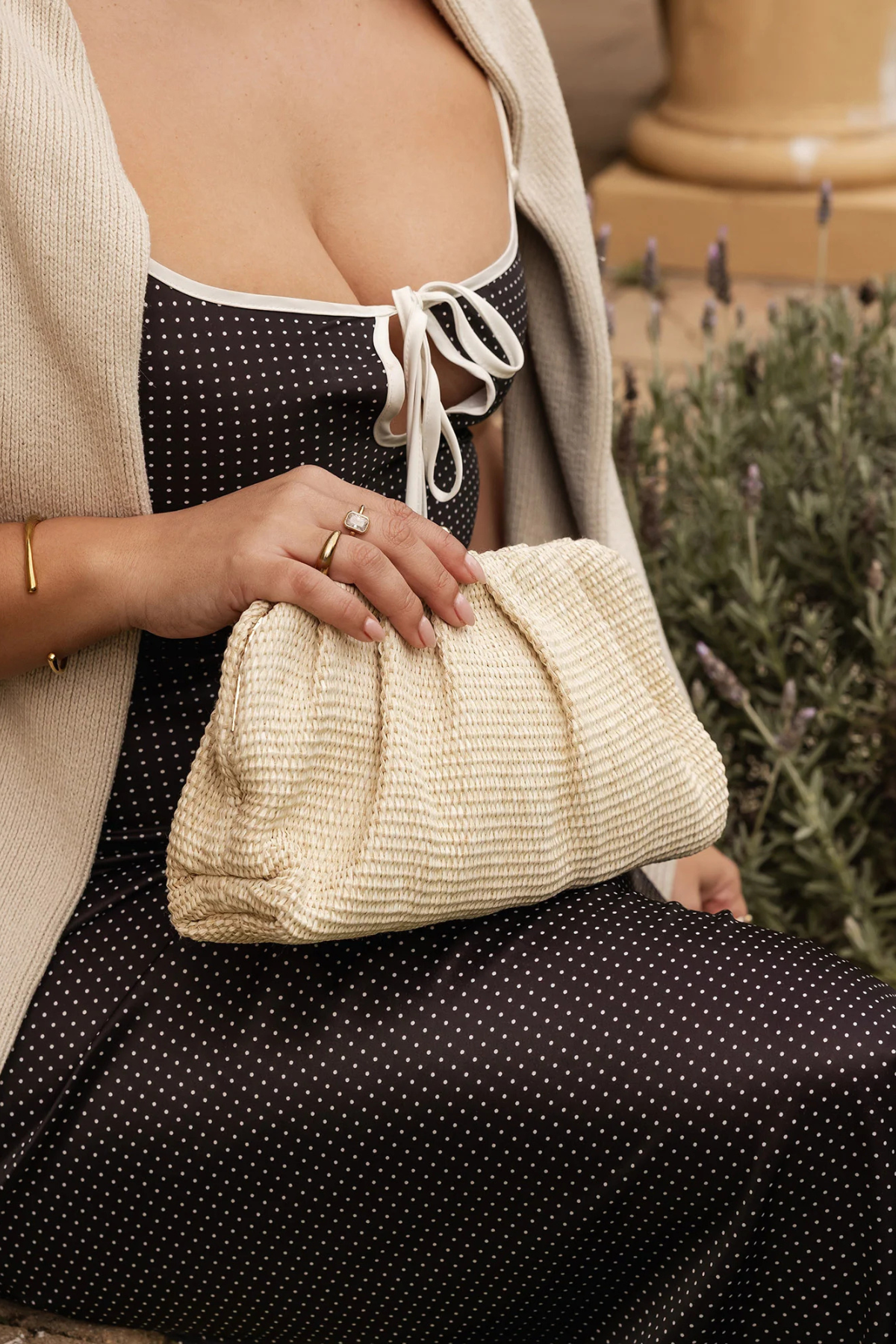 Goldie Clutch Raffia Vanilla