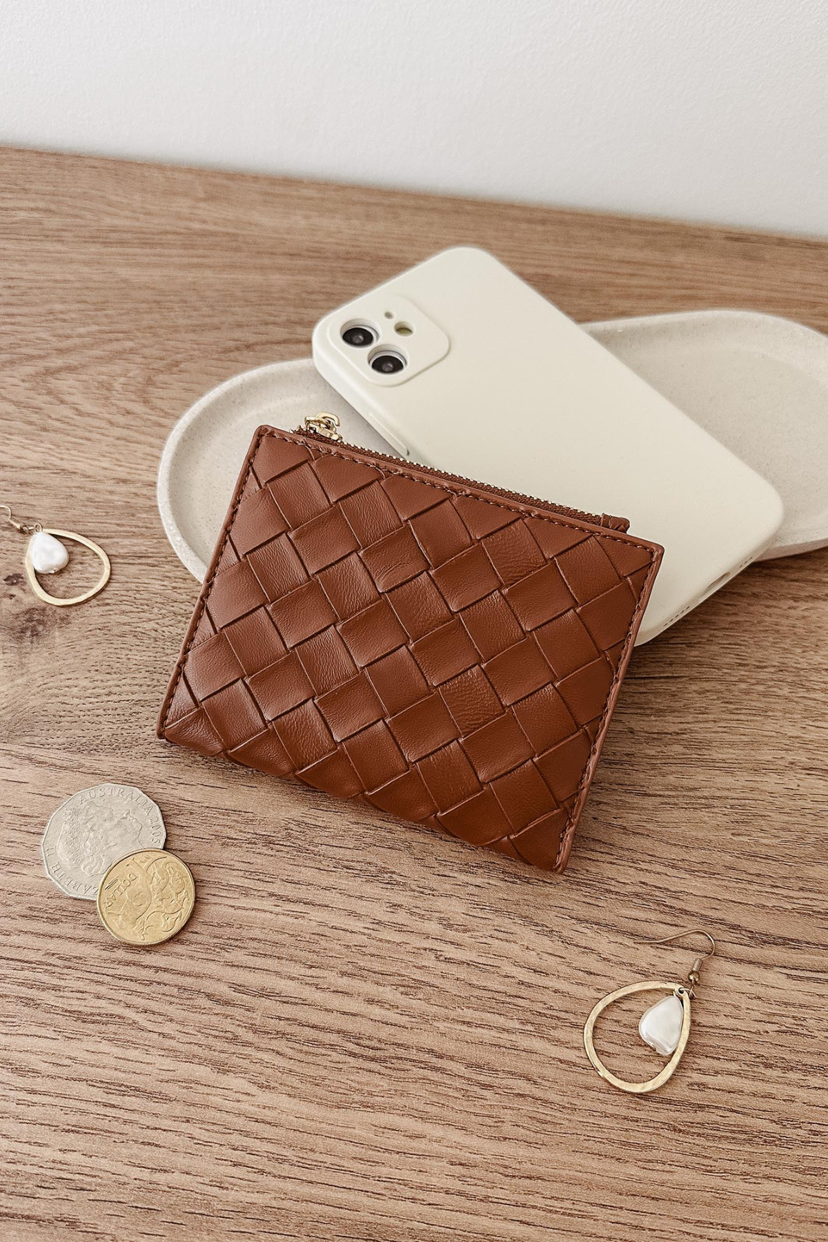 Lily Woven Wallet Tan