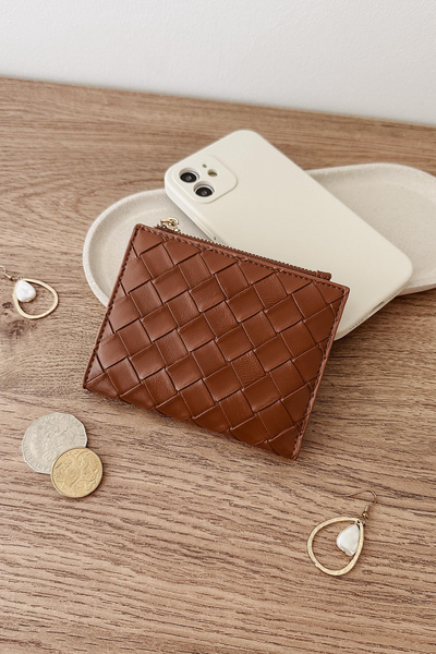 Lily Woven Wallet Tan