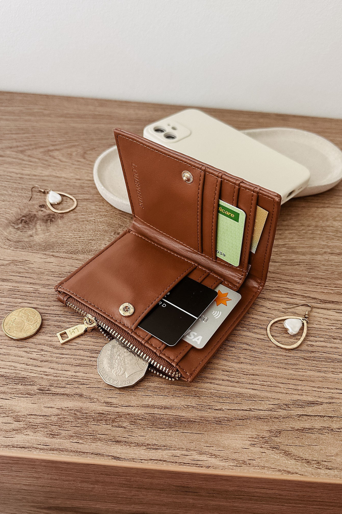 Lily Woven Wallet Tan