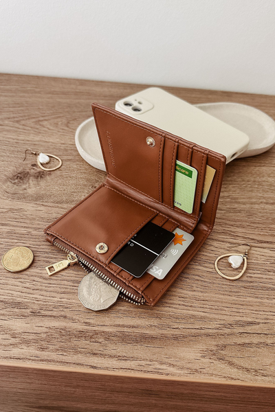 Lily Woven Wallet Tan