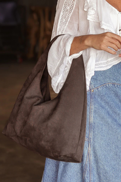Monaco Shoulder Bag Chocolate Suedette