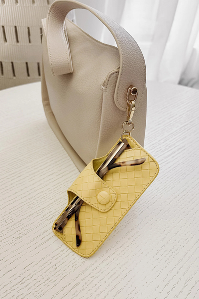 Skittle Sunglass Case Woven Butter Yellow