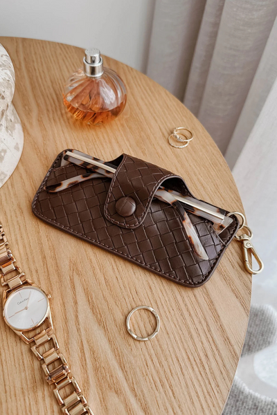 Skittle Sunglass Case Woven Chocolate