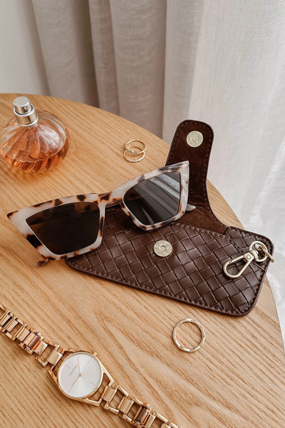 Skittle Sunglass Case Woven Chocolate