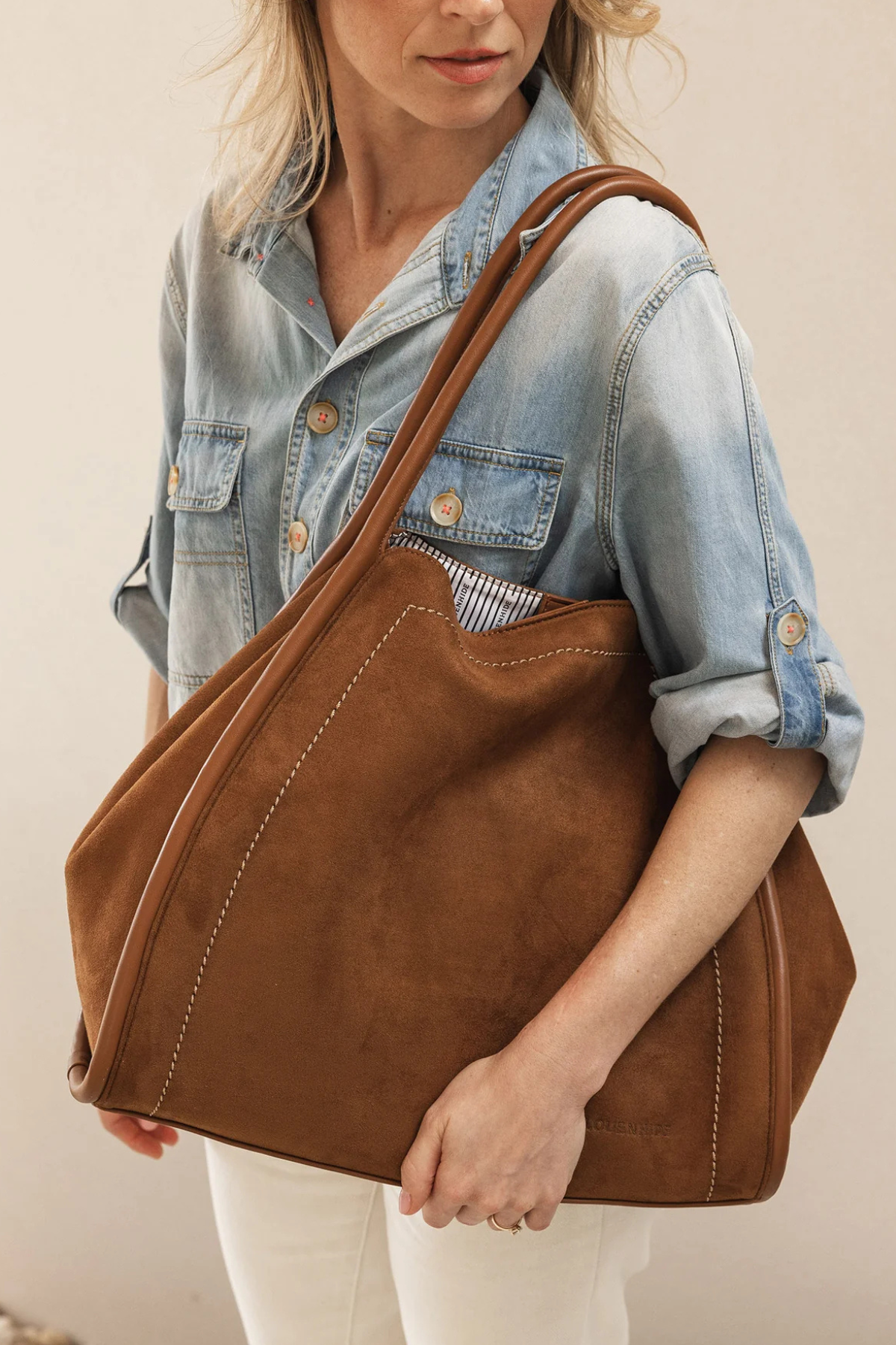 Sutton Suedette Shoulder Bag Tan