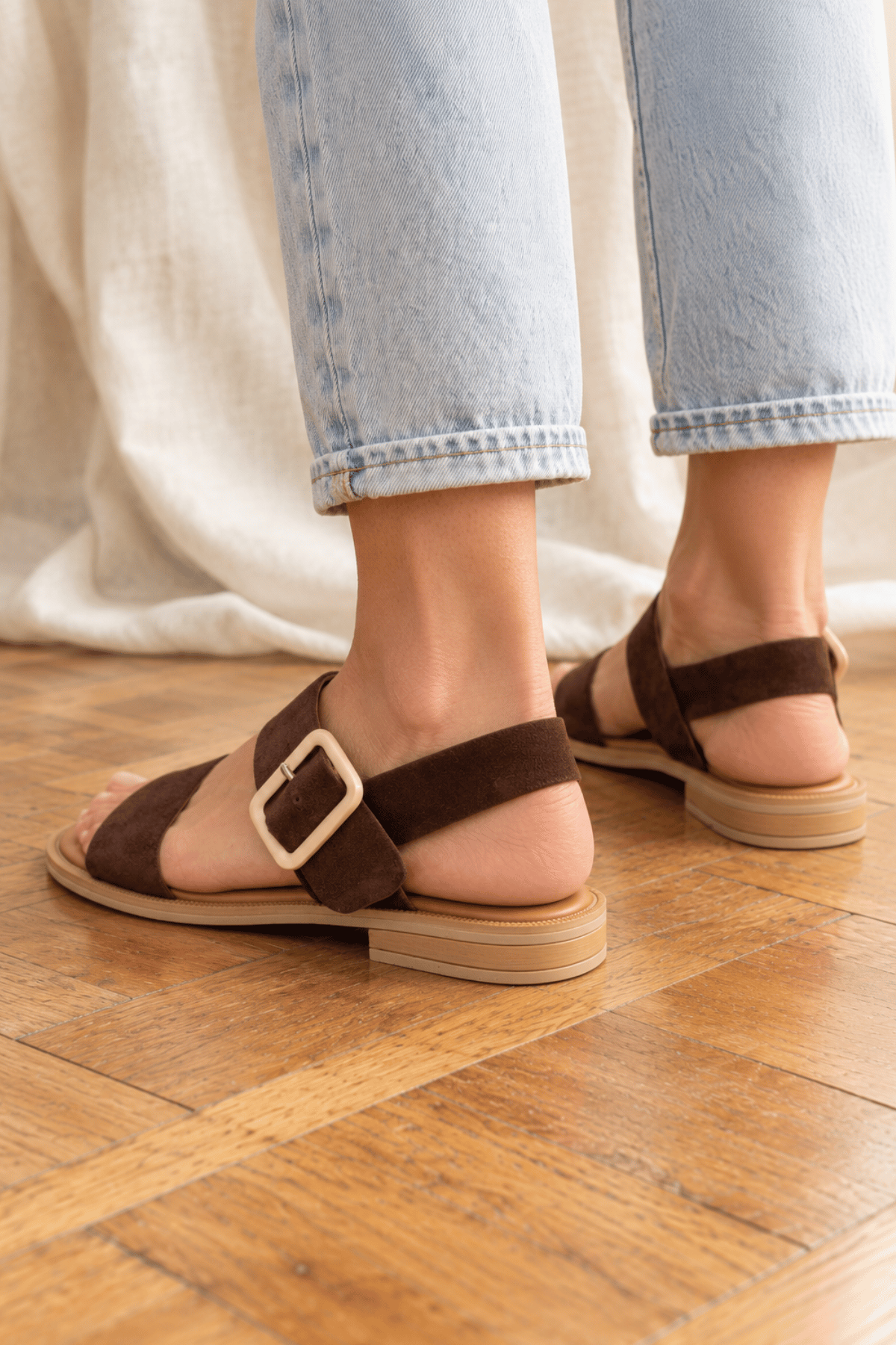 Crystal Chocolate Suede Sandal