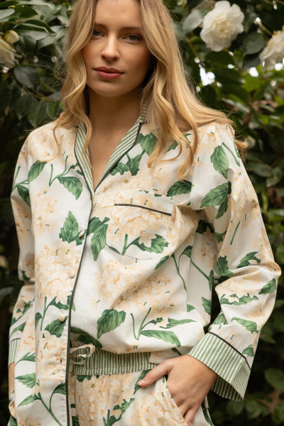 Cream Hydrangea Long Sleeve Pyjama Set