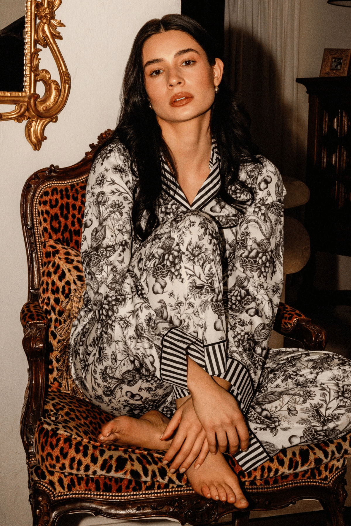 Black Toile Long Sleeve Pyjama Set