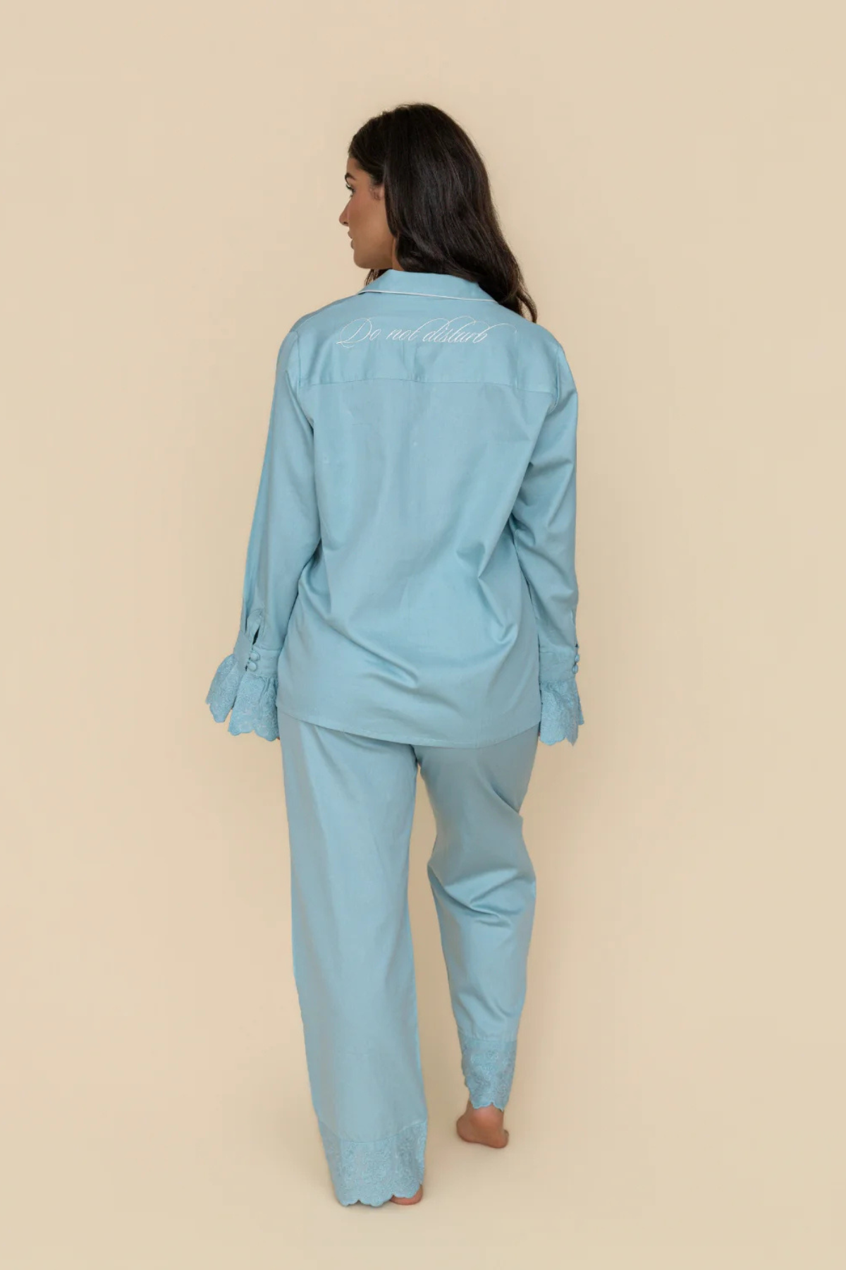 Blue Heirloom Lace Long Sleeve Pyjama Set