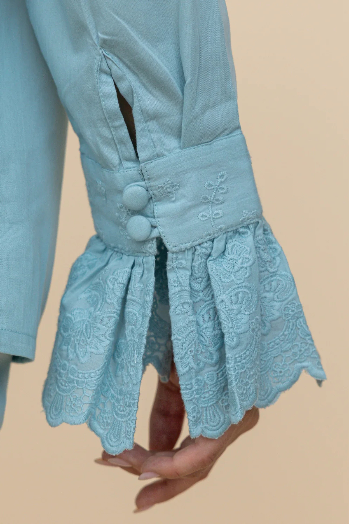 Blue Heirloom Lace Long Sleeve Pyjama Set