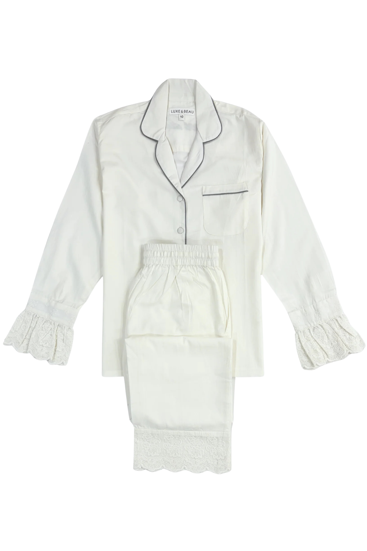 Cloud Dancer Heirloom Lace Long Sleeve Pyjama Set