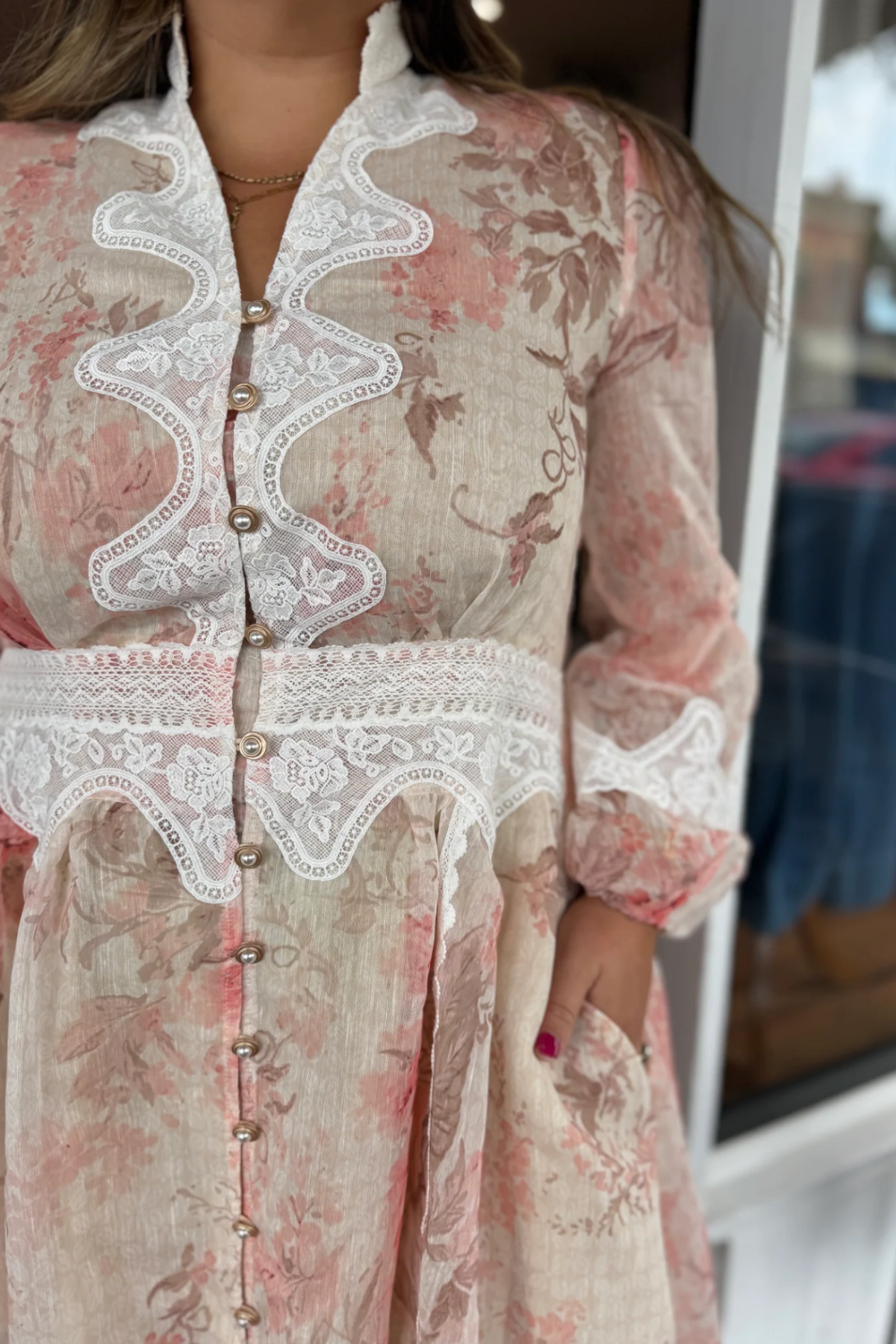 Chloe Lace Maxi Dress Floating Frost Flowers