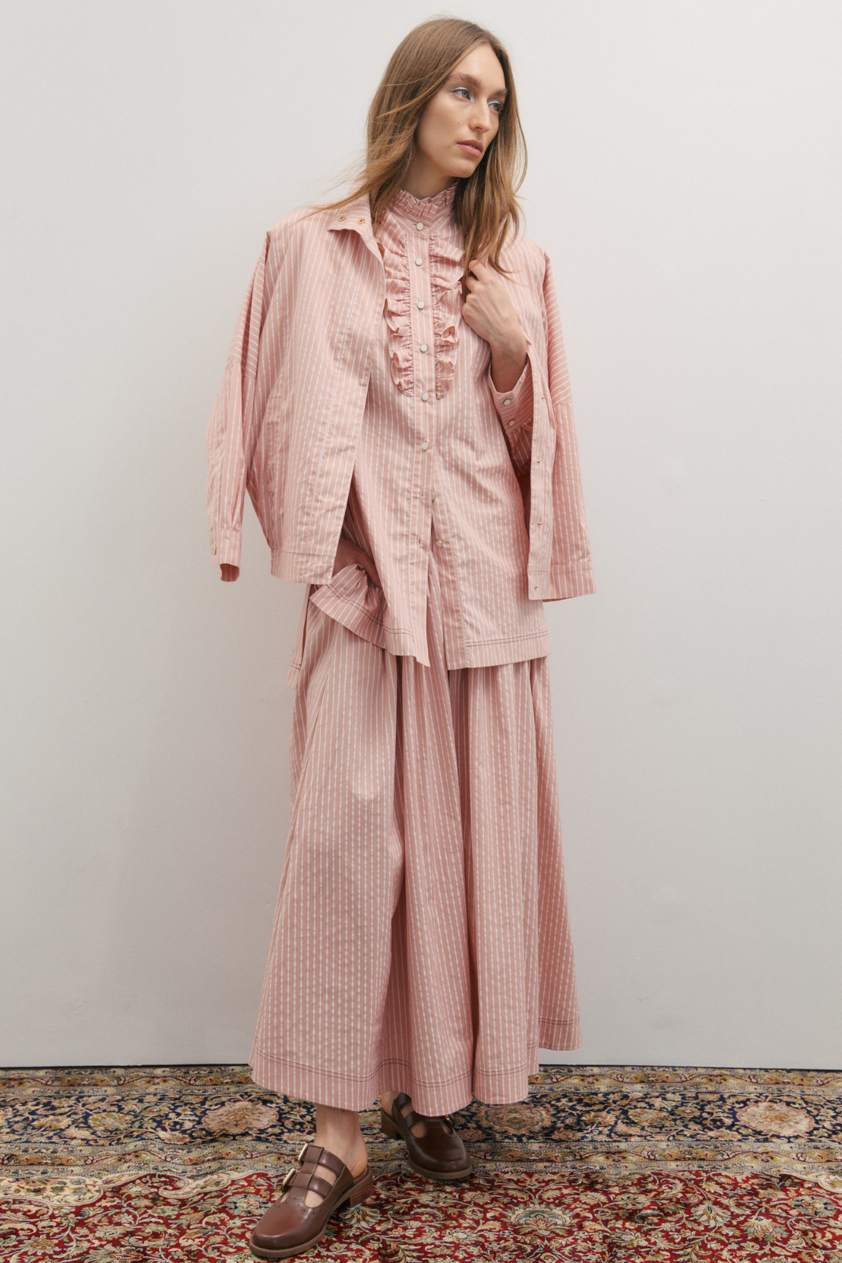 Rue Maxi Skirt Rosewater Ivory Stripe