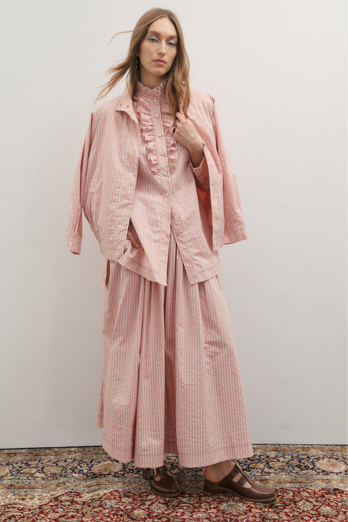 Rue Maxi Skirt Rosewater Ivory Stripe