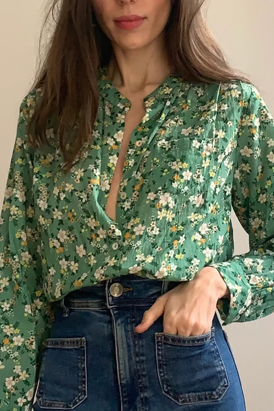 Amy Blouse Green Floral