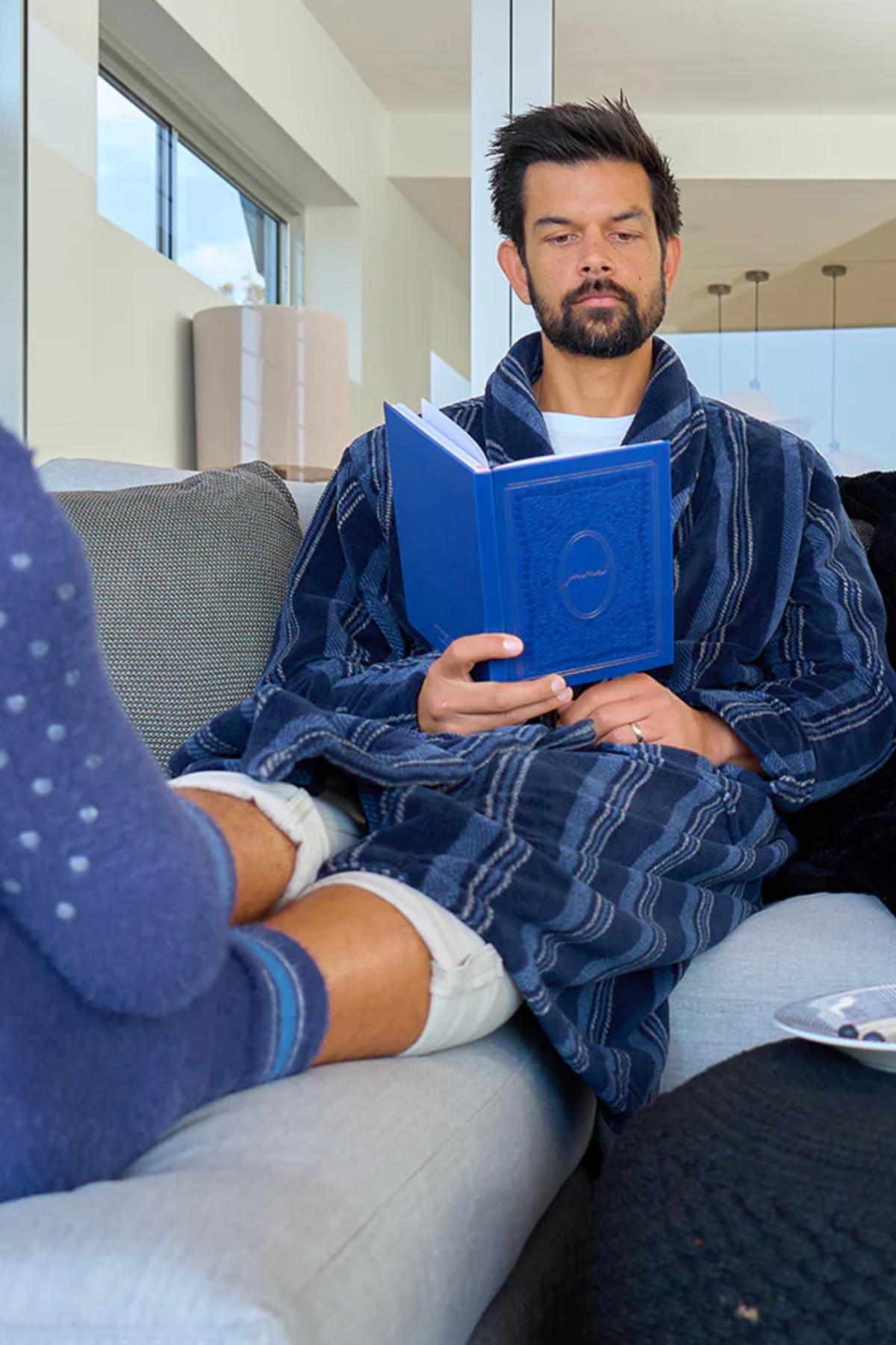 Men's Striped Bath Robe
