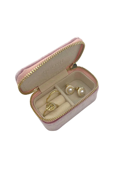 Mini Velvet Jewellery Case Pink