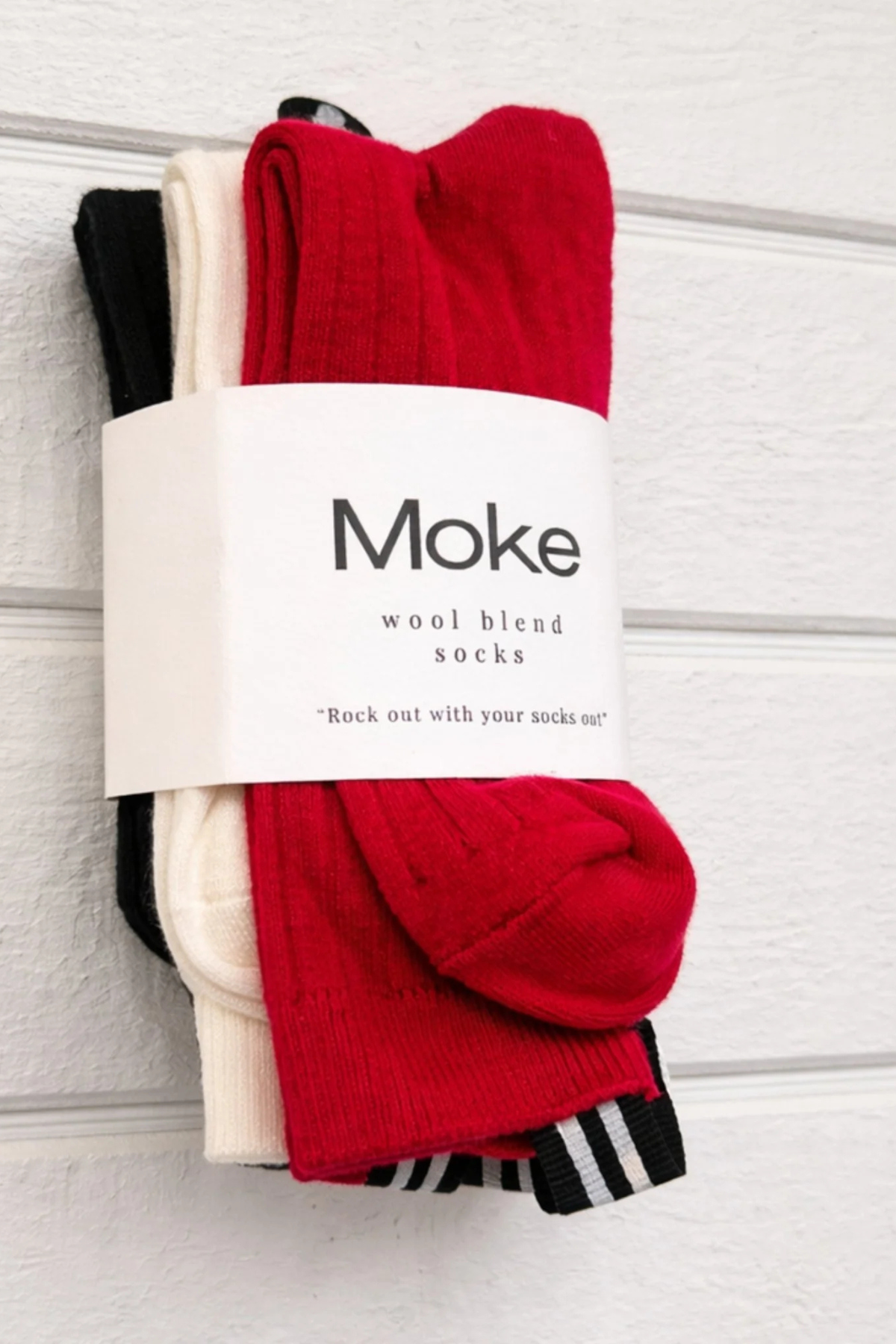 Lily Wool Blend Socks Black Cream Cherry
