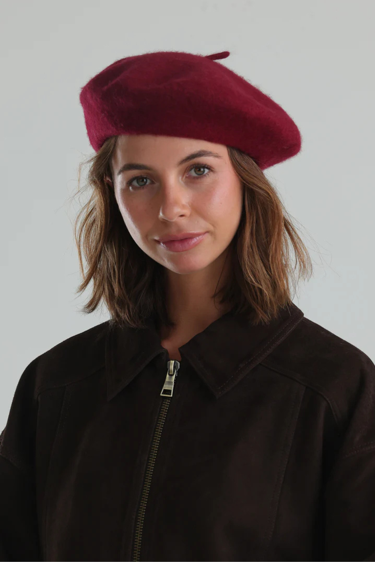 Lisa Wool Beret Burgundy Red