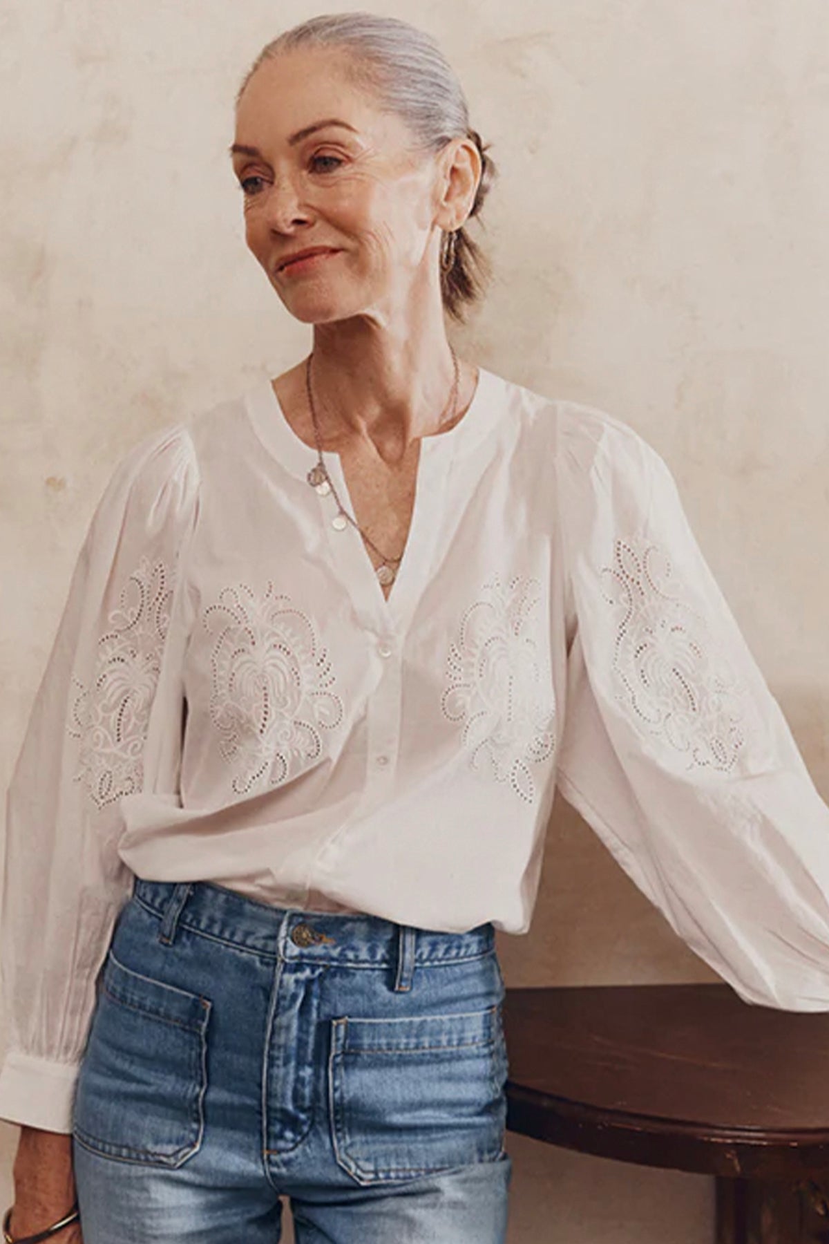 Moroccan Lace Blouse Chalk