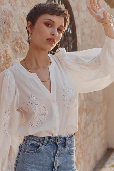 Moroccan Lace Blouse Chalk