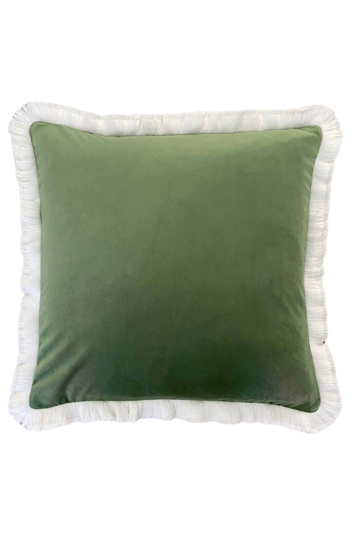 Moss Velvet with Fringe Cushion