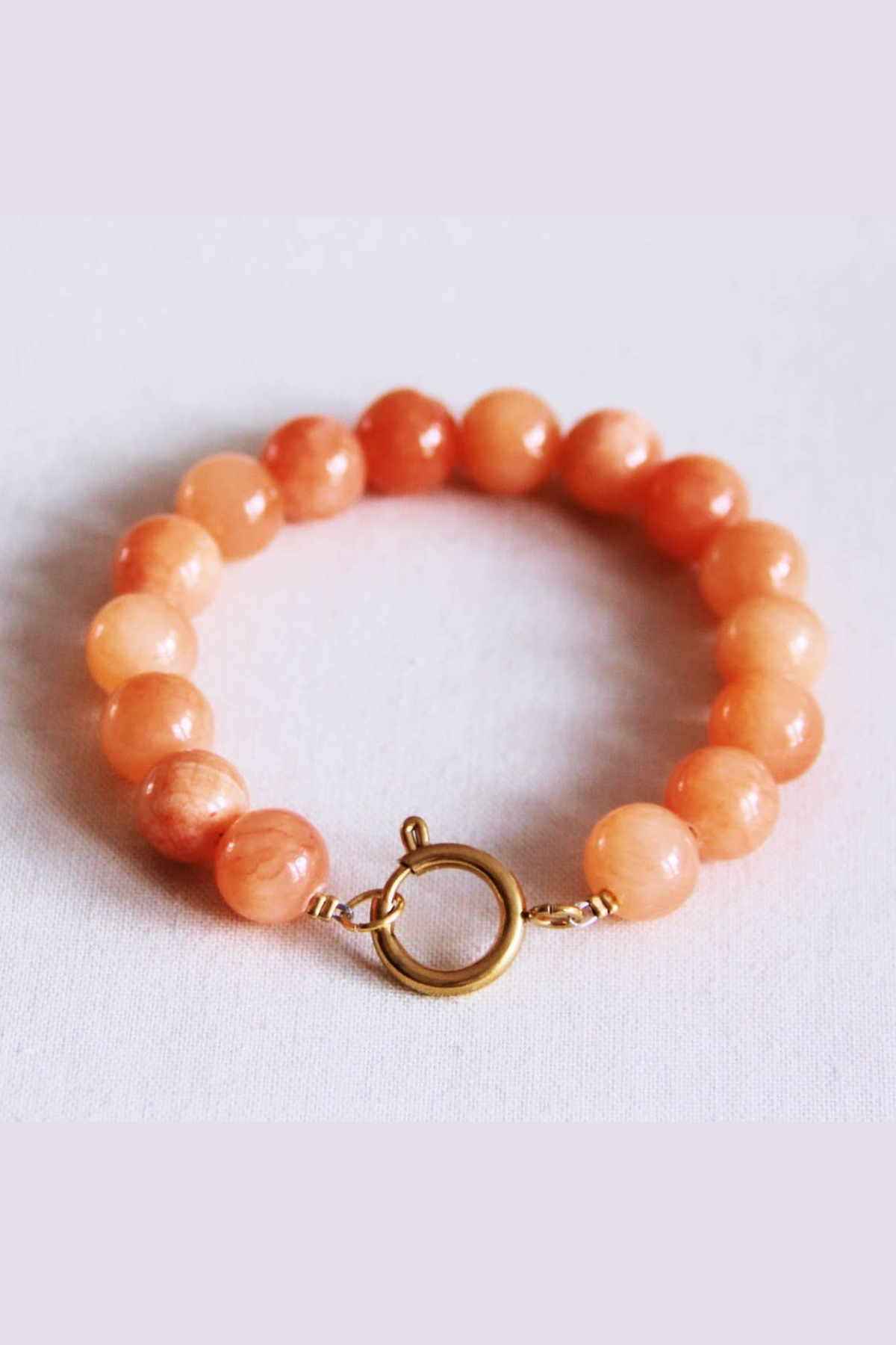 Natural Stone Bead Bracelet Tangerine