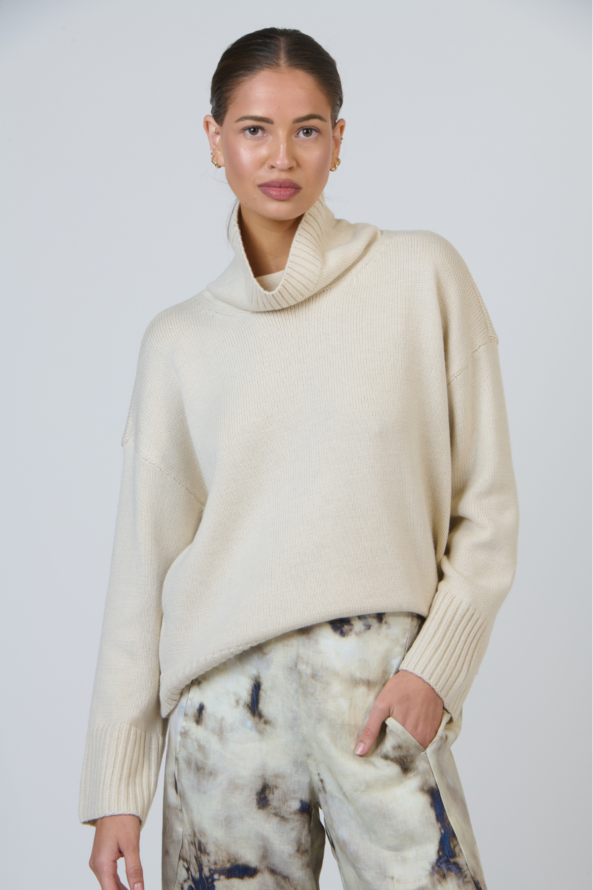 Soft Funnel Neck Knit Toast
