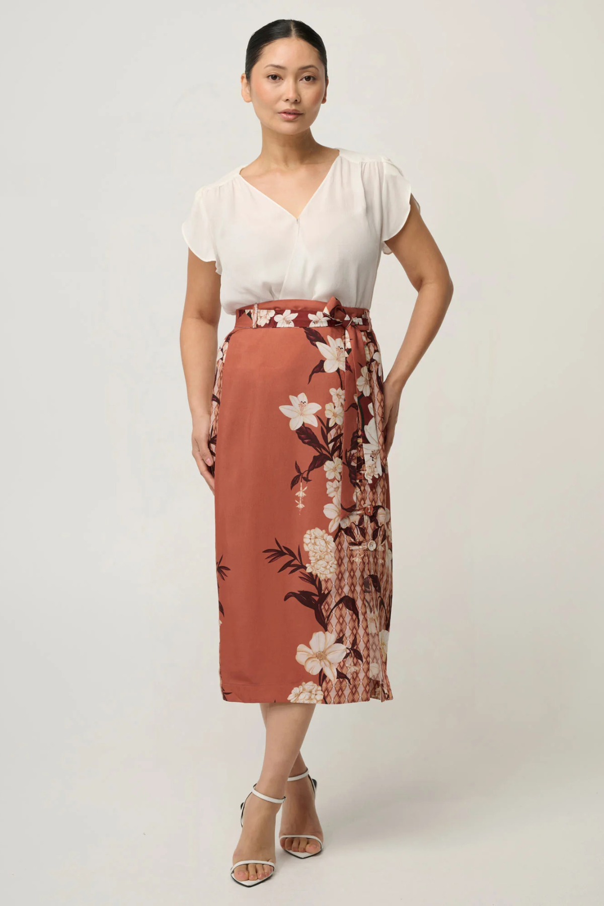 Adria Faille Button Detail Skirt