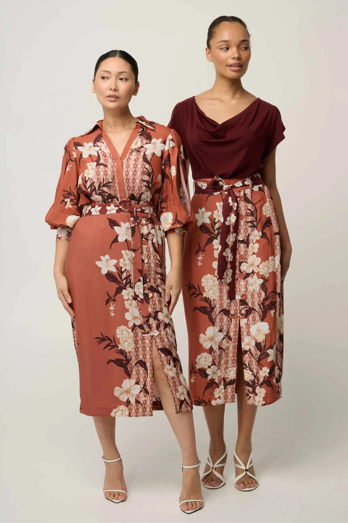 Adria Faille Button Detail Skirt