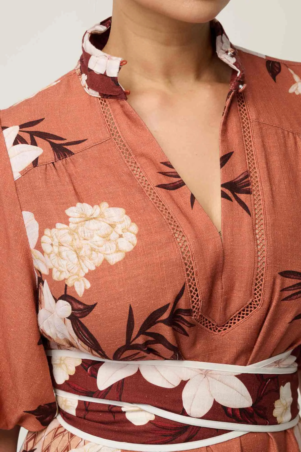 Gisela Linen Print Dress