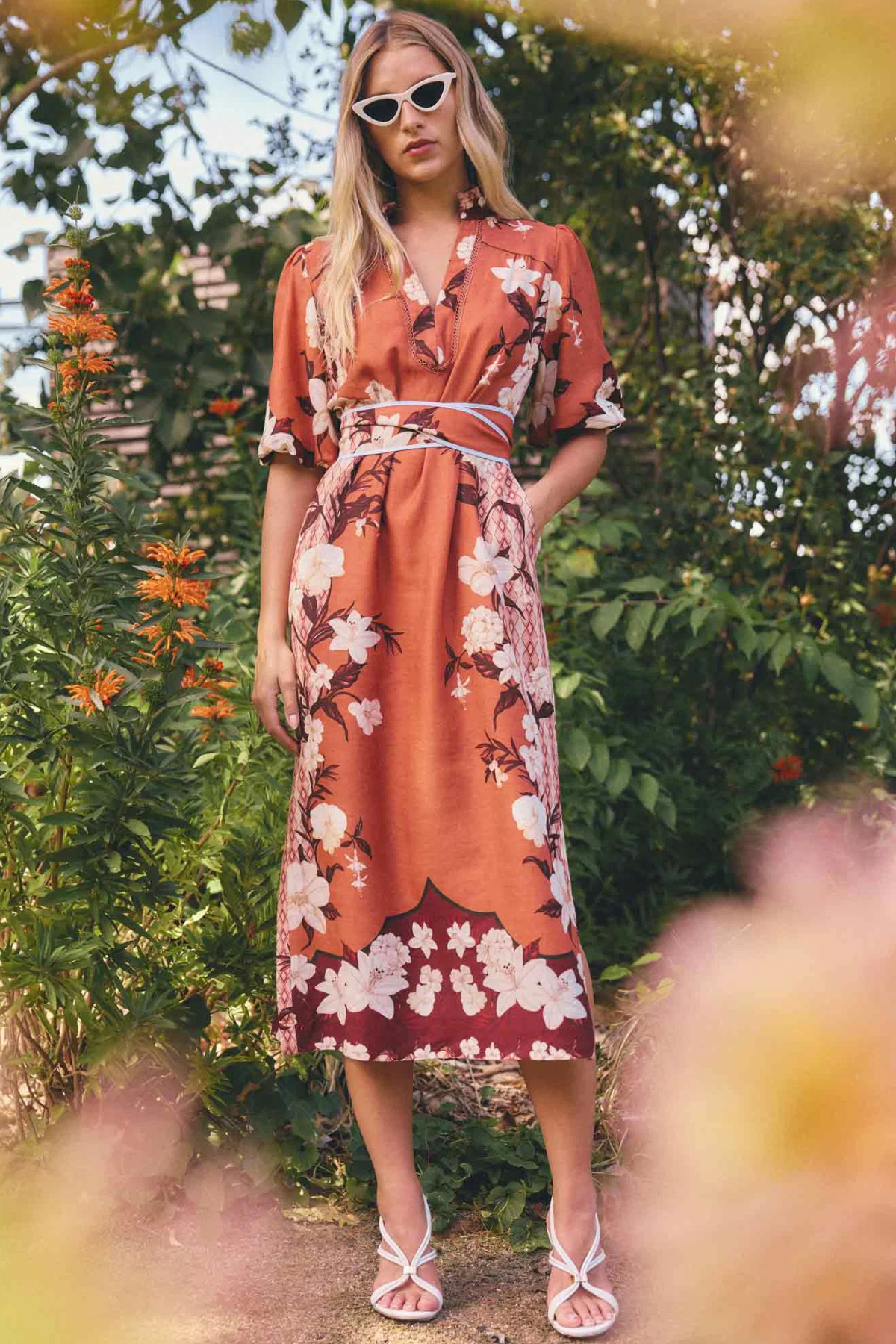 Gisela Linen Print Dress