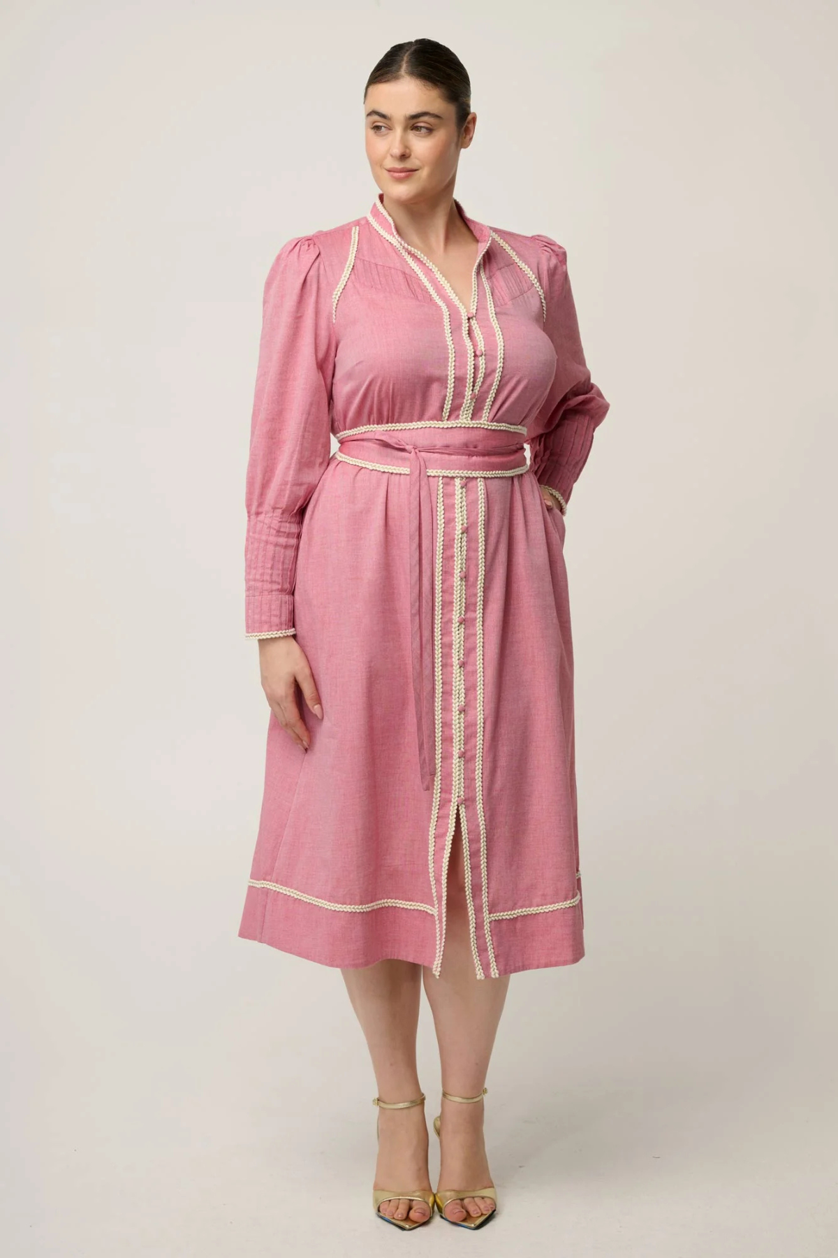 Isla Dress Chambray Trim Detail