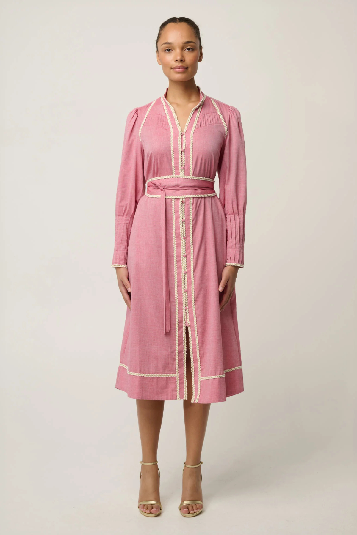 Isla Dress Chambray Trim Detail