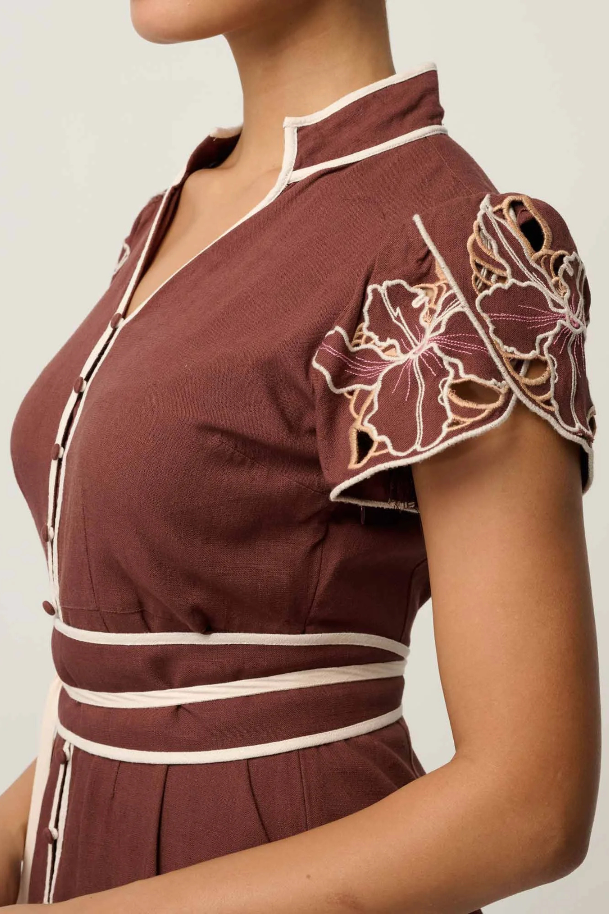 Ivy Linen Embroidery Detail Dress