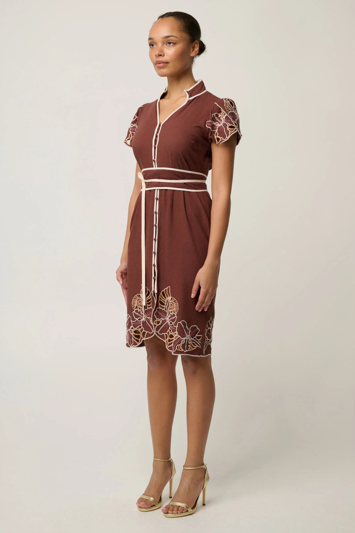 Ivy Linen Embroidery Detail Dress