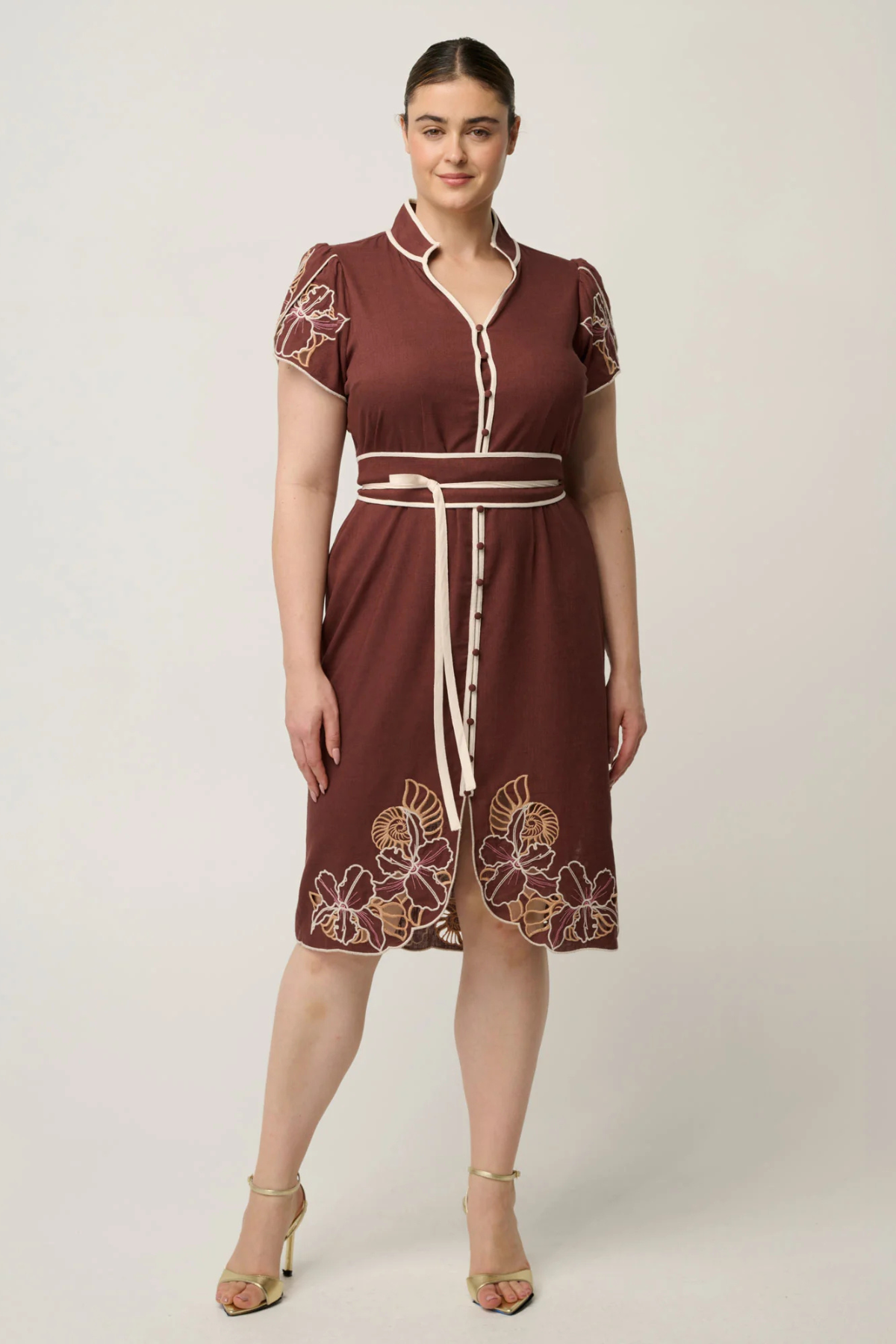 Ivy Linen Embroidery Detail Dress