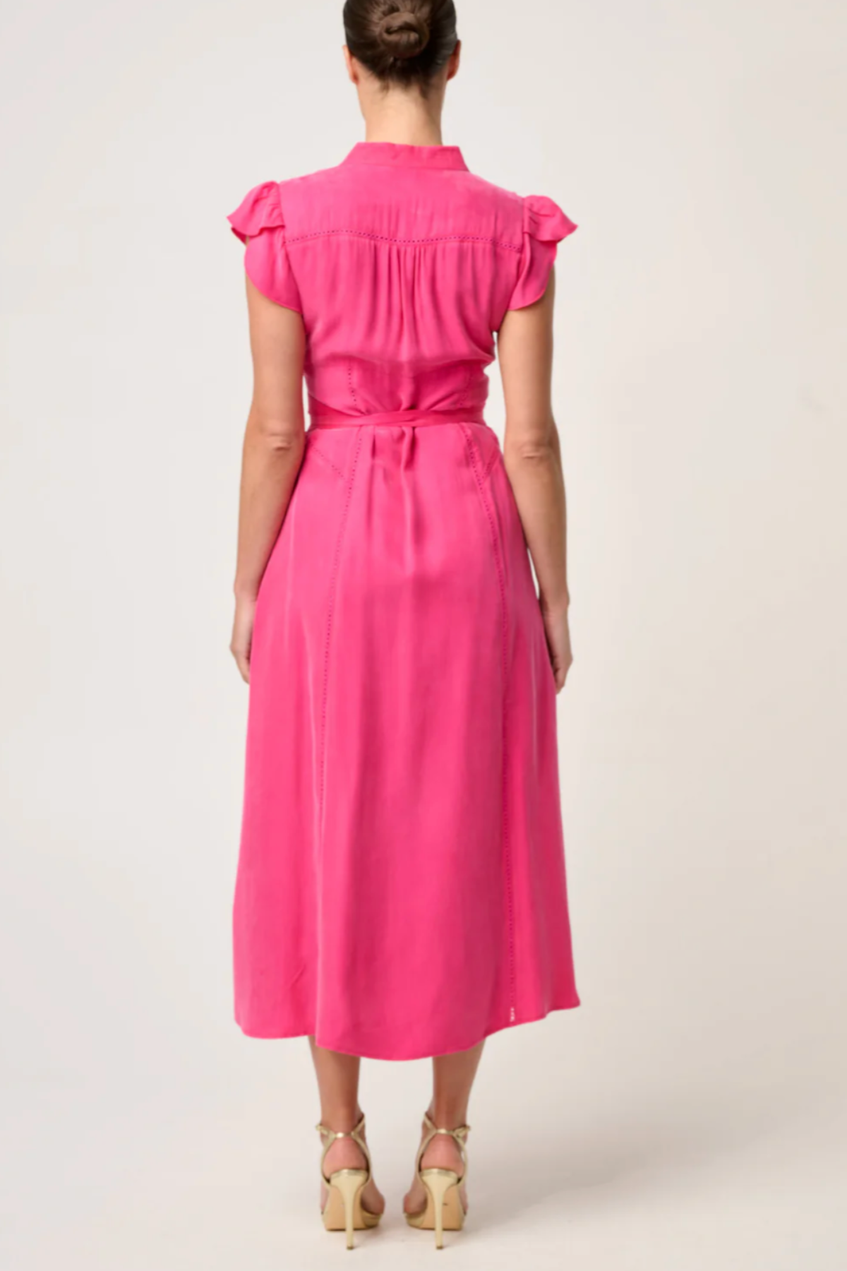 Athena Flutter Sleeve Dress Celosia Pink