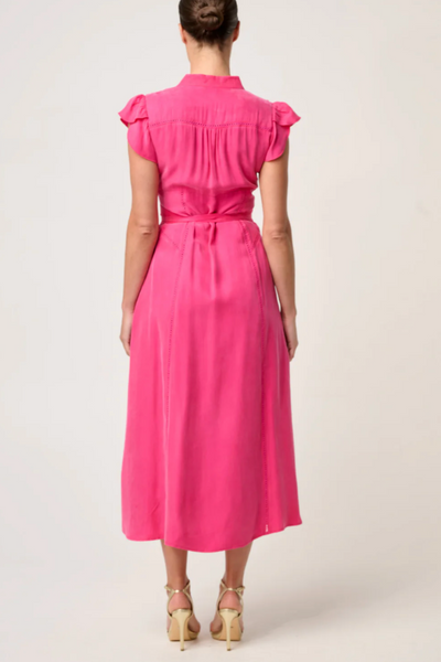 Athena Flutter Sleeve Dress Celosia Pink
