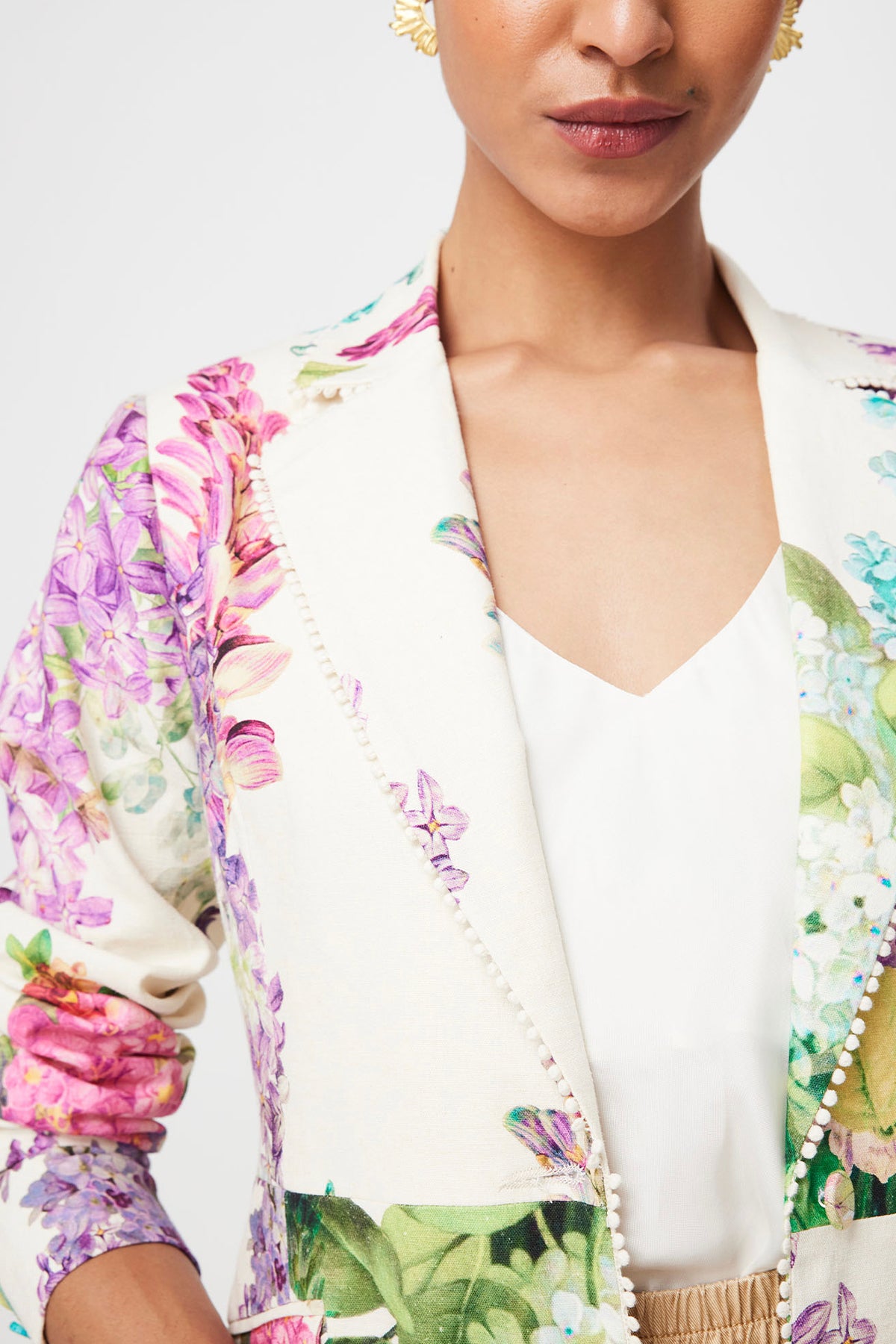 Bahia Lace Trim Blazer Wisteria