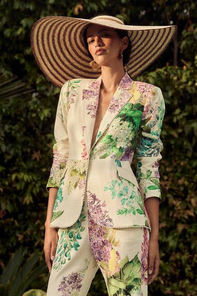 Bahia Lace Trim Blazer Wisteria