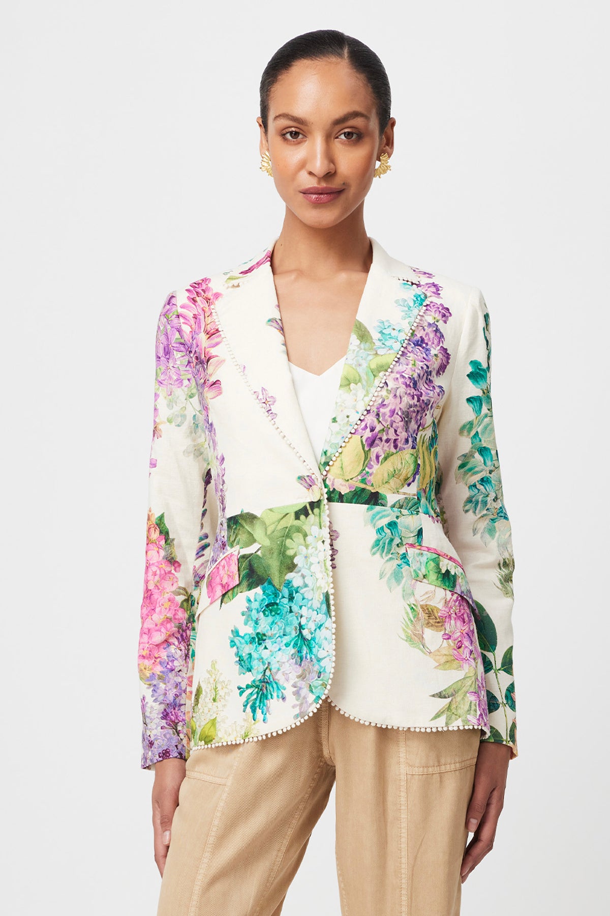 Bahia Lace Trim Blazer Wisteria