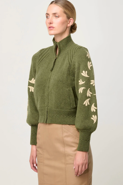 Carmela Embroidered Bomber Oliva